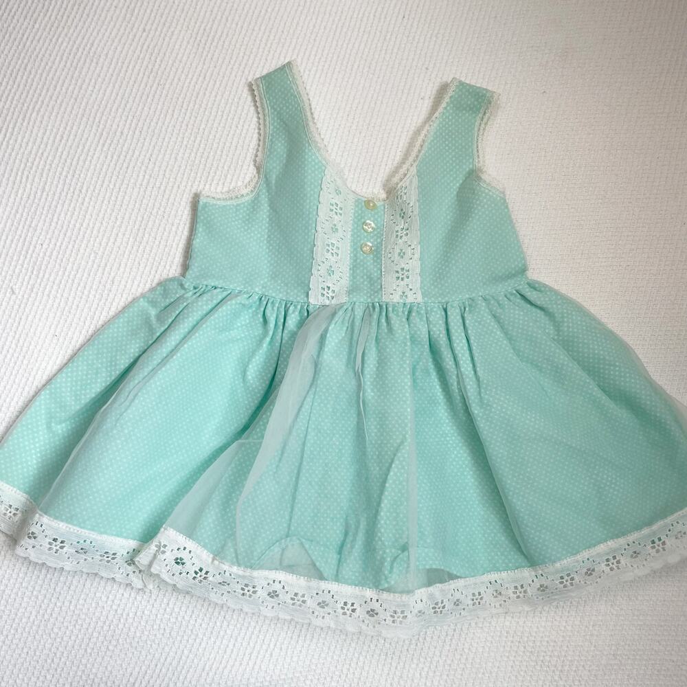 Vintage Nylon Polka Dot And Lace Dress